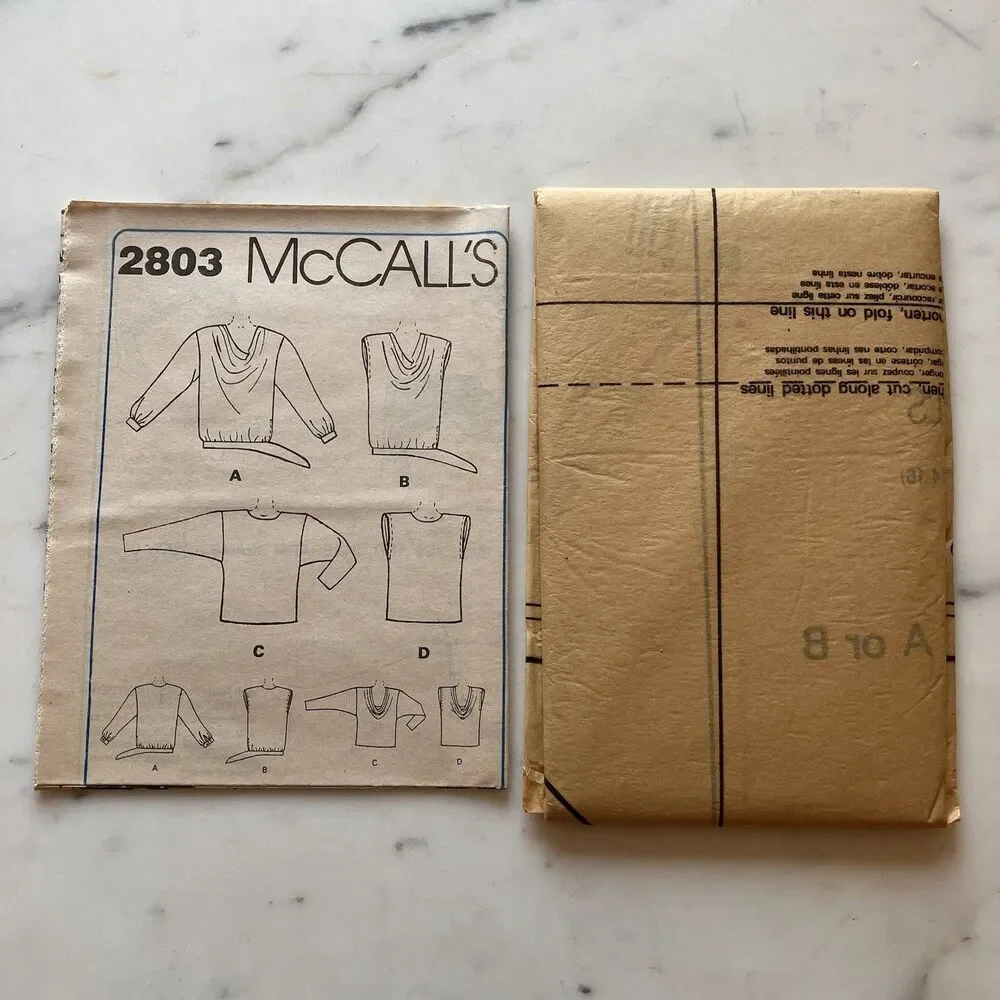 Vintage McCall’s Pattern‎ 2803 Women’s Long Sleeve Tops Size 14-16 Medium Uncut